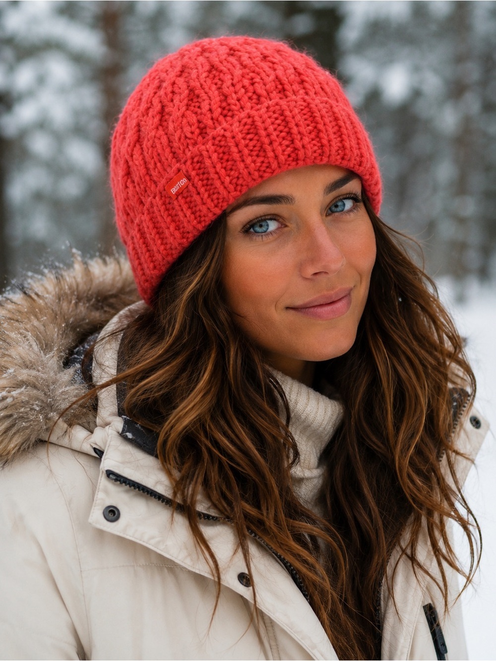 Burton Coral Orange Beanie Winter knit hat